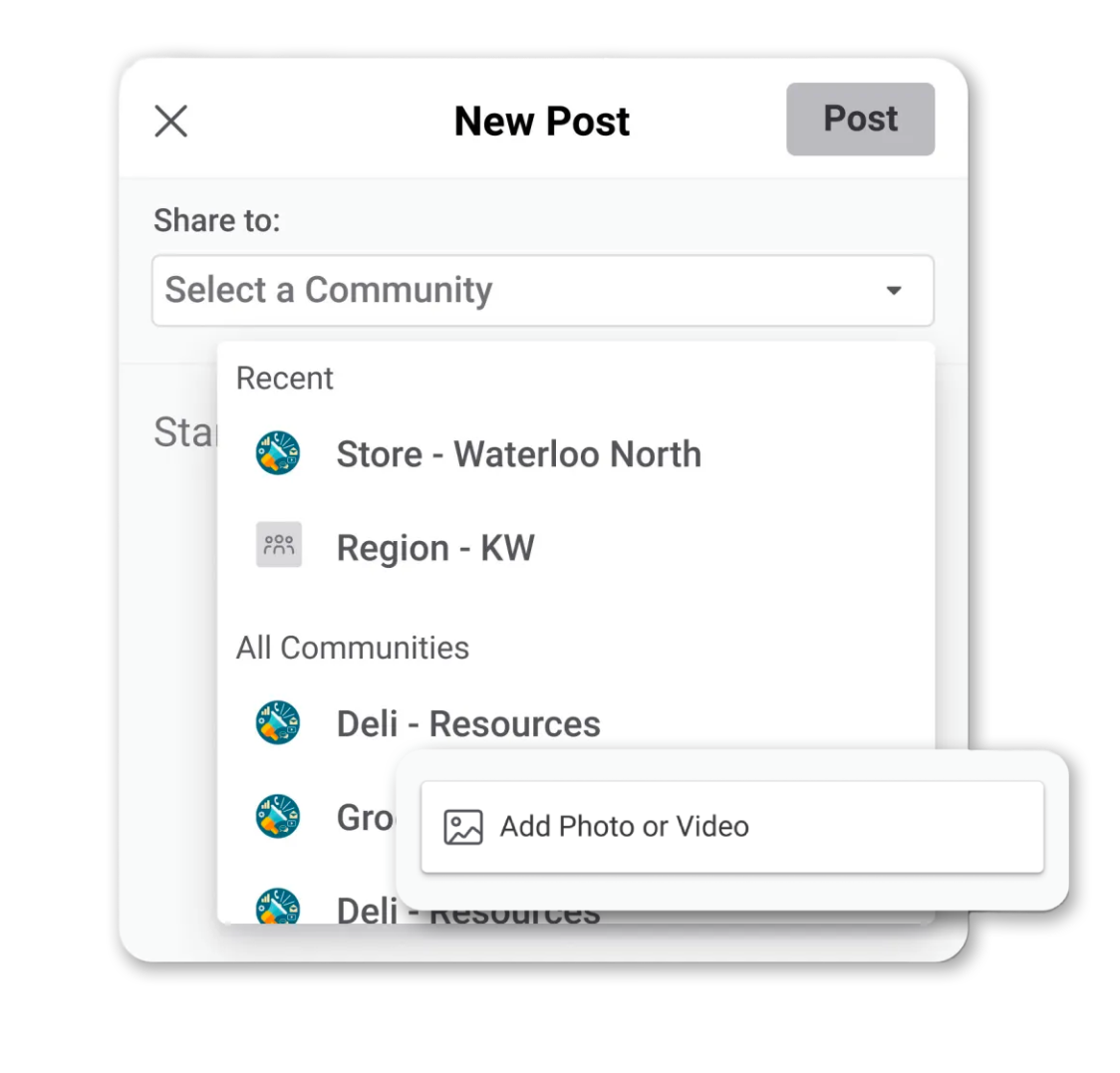 Screenshot of creating a post in Axonify