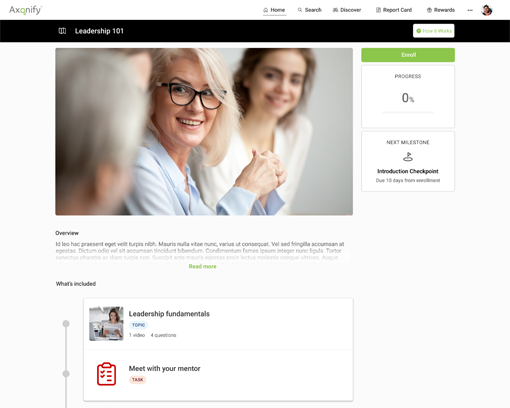 Screenshot of a self-directed learning path