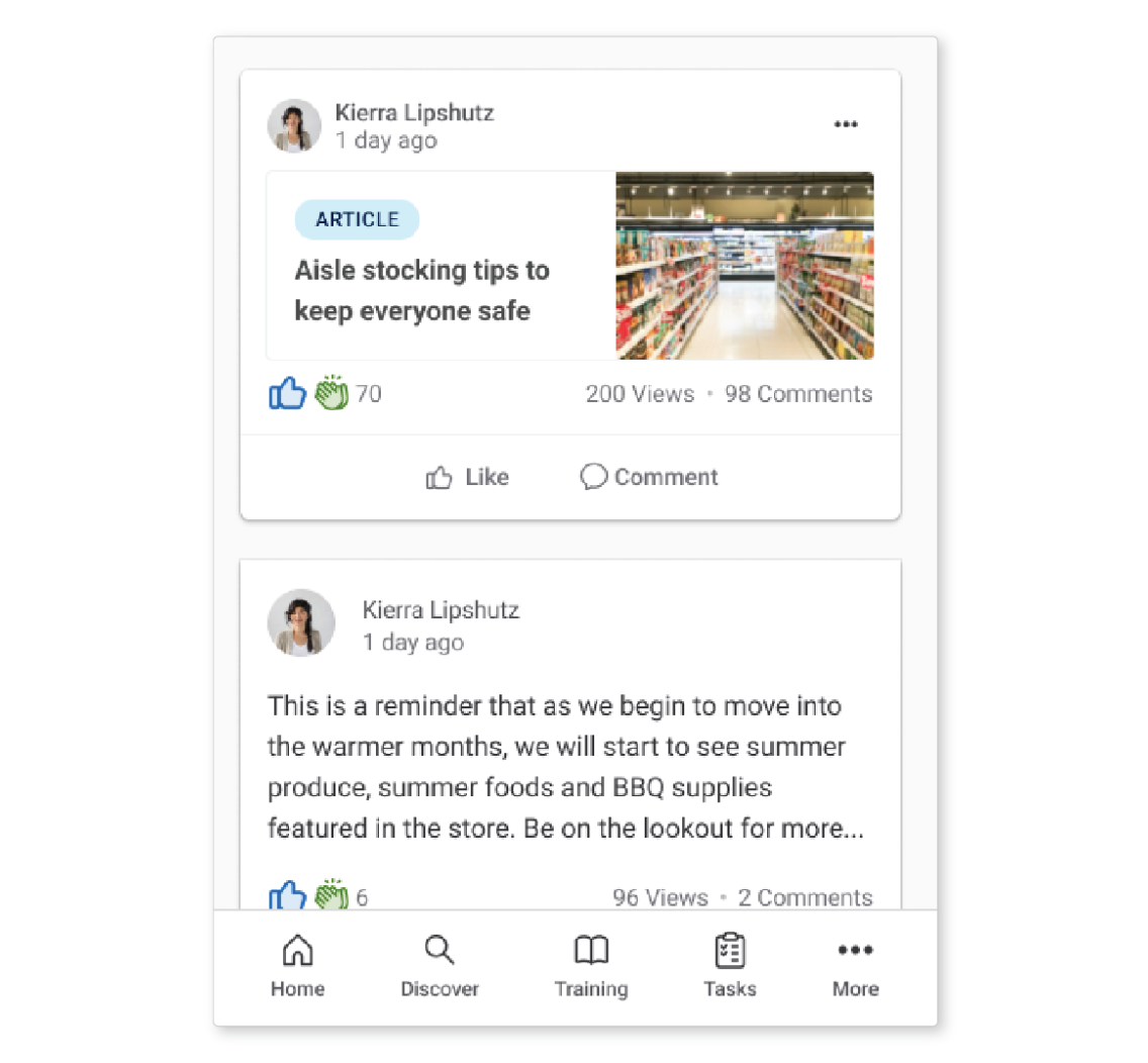Screenshot of campaign communications in Axonify