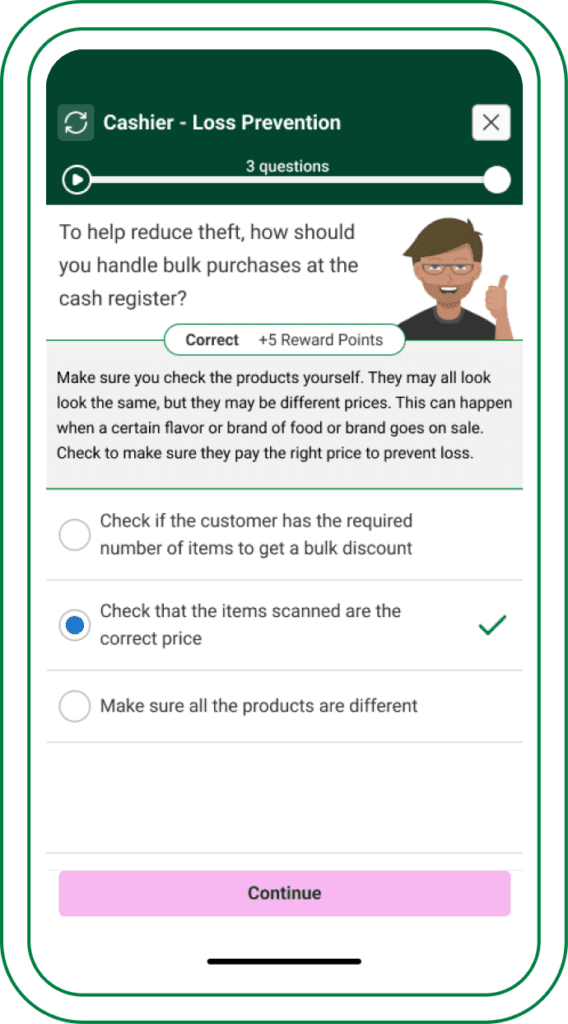 Loss prevention training in Axonify