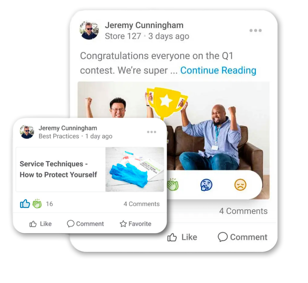 Screenshot of communication features in Axonify