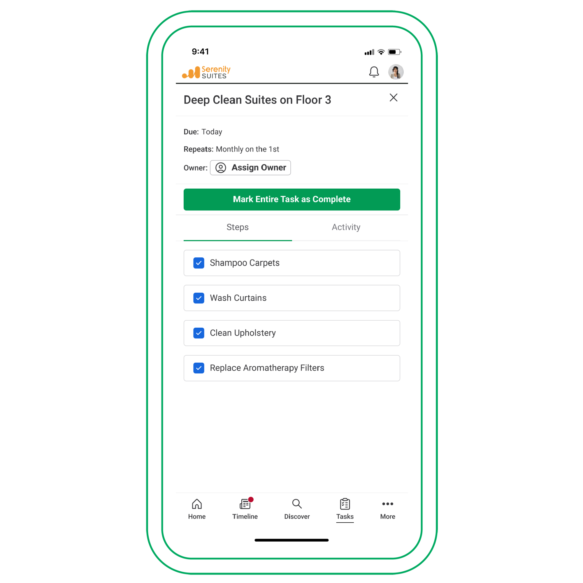 Screenshot of recurring tasks in Axonify