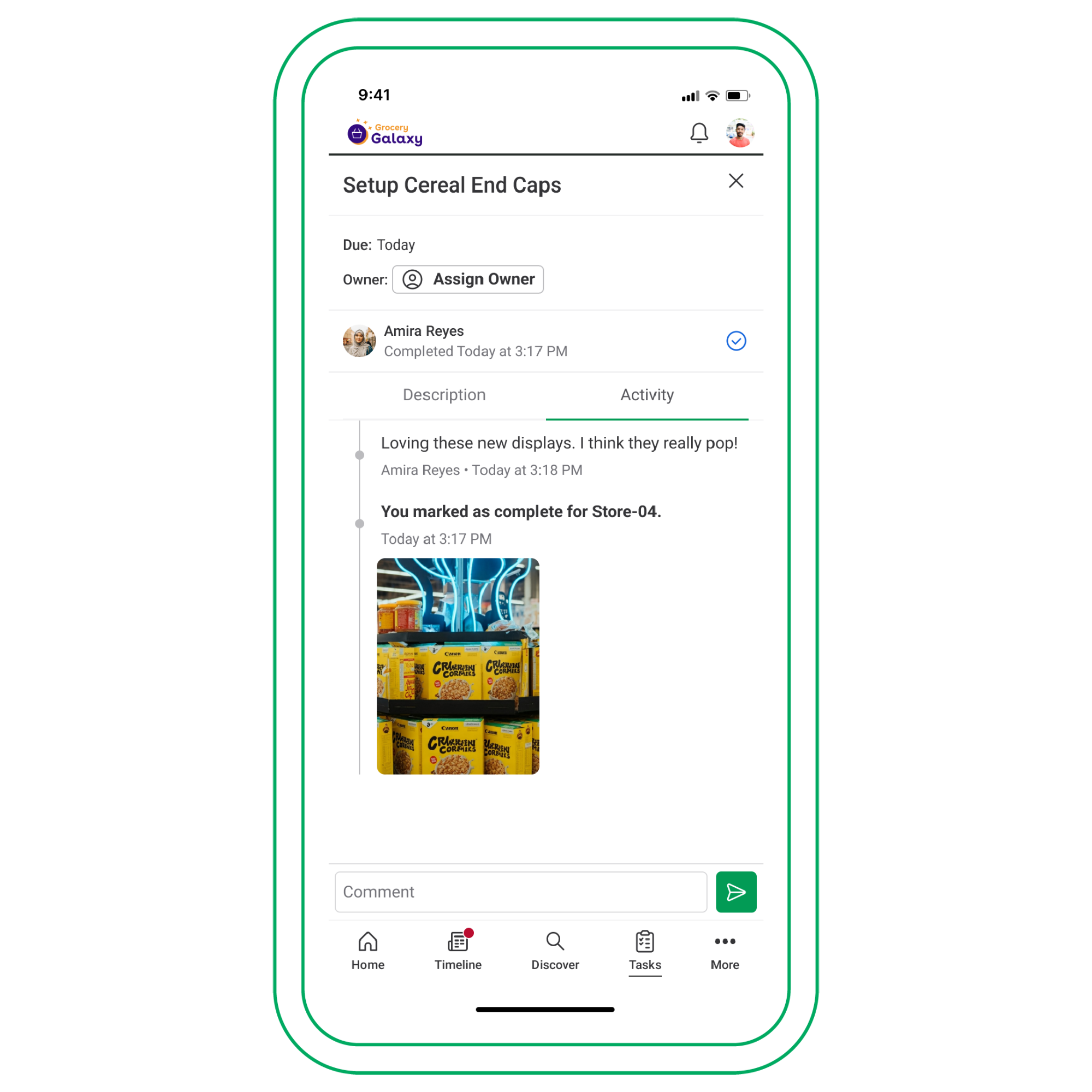 Screenshot of photo verification on tasks in Axonify