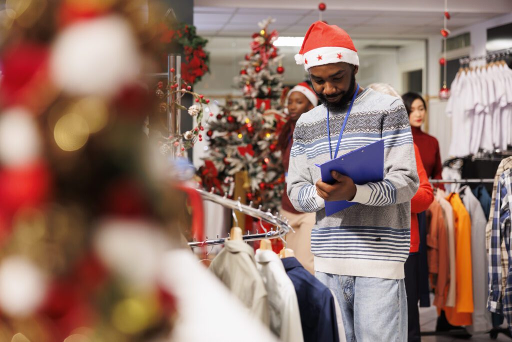 Sales Associate Wears Santa Hat